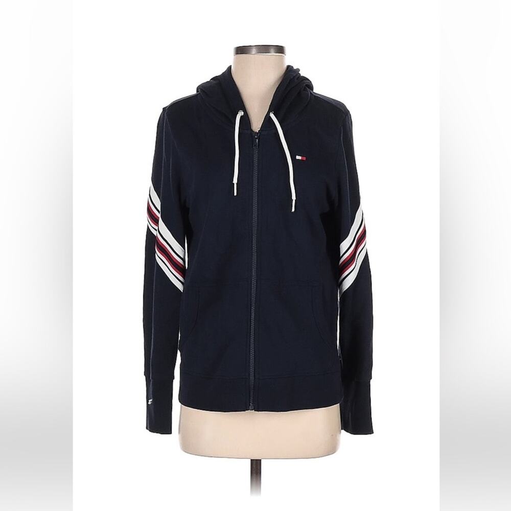 Tommy Hilfiger striped‎ sleeve hoodie sweatshirt, med - L
